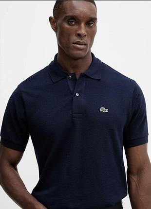 Оригинальное мужское поло , футболка lacoste (темно-синее)