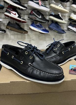 Чоловічі мокасини топсайдери timberland classic 2-eye boat класичні оригінал нові повсякденні темно-сині 43-43.5 р шкіряні преміум-класу ручна робота
