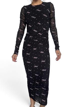 Сітчаста сукня максі в принт envii encandy ls dress aop, розмір s