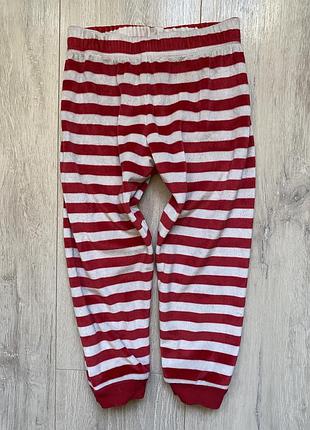 Велюрові піжамні штани, у смужку, новорічні, ельф, 3-4 роки, marks&spencer