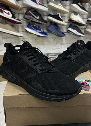 Чоловічі кросівки adidas duramo 9 для бігу тренувань залу повсякденні легкі сітка чорні спортивні на осінь весну бу 45-46 р комфортні оригінал дихаючі
