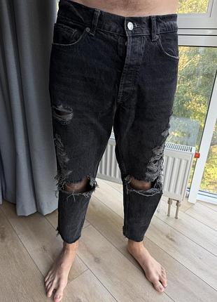 Джинси чоловічі zara чорні рвані