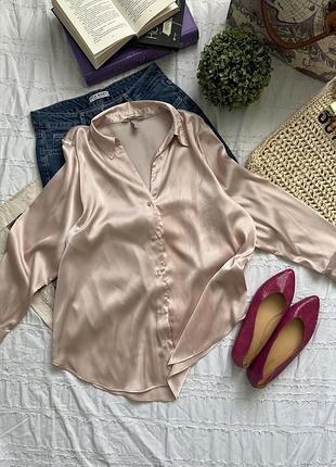 Жіноча атласна блузка з v-подібним вирізом від бренду h&m