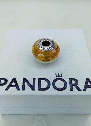 Срібна намистина шарм на браслет pandora з гранованого муранського скла s925 ale