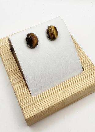 Сережки срібні з тигровим оком 1,46 г