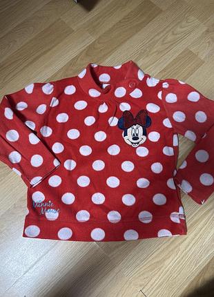 Кофта для дівчинки minnie mouse флісова червона в горох