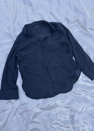 Темно-синя сорочка / блуза в дрібний горошок (h&m)