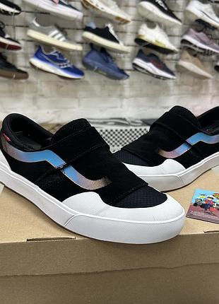 Чоловічі кеди vans slip-on exp pro скейтерські оригінал промодель чорно-білі бу 43 р замшеві на липучці для скейту якісні повсякденні усиленний носок
