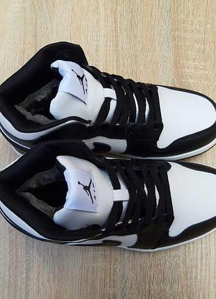 Air jordan 1 высокие белые с черным 3