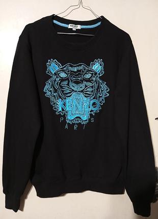 Фирменный брендовый черный свитшот kenzo paris оригинал 100% хлопок