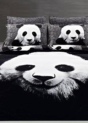 Премиум 💖 евро комплект arya panda 3d сатин 100% бавовна (6 предметів, коробка, пакет) 🐼✨