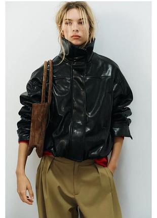 Куртка-бомбер зі штучної шкіри zara xs