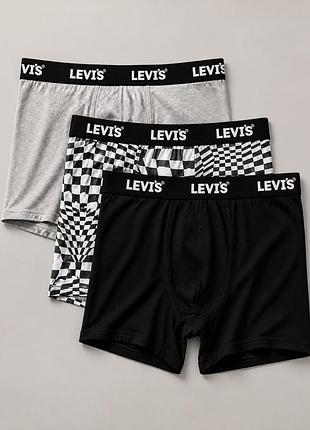 Труси-боксери levi’s boxer briefs black/white / боксери левіс чорні/білі | оригінал | s, m