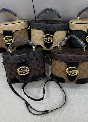 Роскошная женская сумочка-сундучка coach, объемная сумка коач, кросс - боди коач
