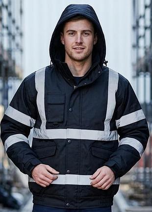 Чорна робоча куртка supertouch (st workwear) зі світлоповертаючими смугами, розмір m (нова / стан нової)