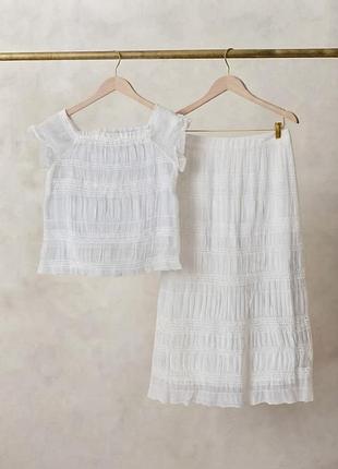 Костюм жіночий літній білий ручної роботи з люрексом l/xl/xxl