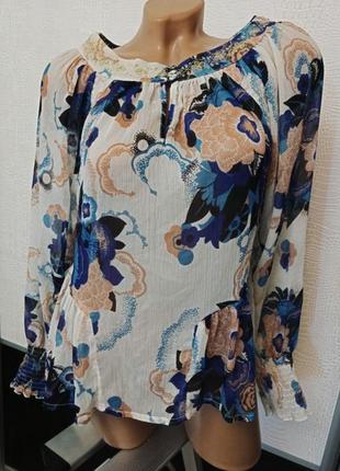 Шелковая шифоновая прозрачная блуза с баской selfridge