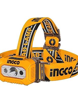 Налобный фонарь ipx4 200 лм ingco