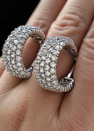 Серебряные серьги 925 пробы с кубическим цирконом