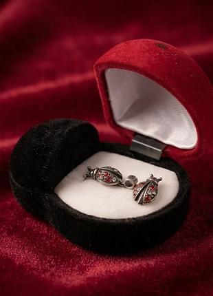Сережки для жінок срібні 925 проби «сонечка» з червоними каменями