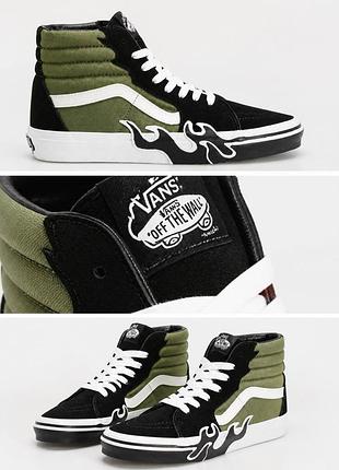 Кроссовки vans sk8-hi flame green 1500 / кроссовки ванс sk8-hi flame оригинал | 37
