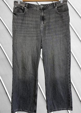 Женские серые широкие джинсы wide leg f&amp;f 5xl 58 60 фэндф высокая посадка джинсы прямого кроя батал плотные серые джинсы f&amp;f 5xl