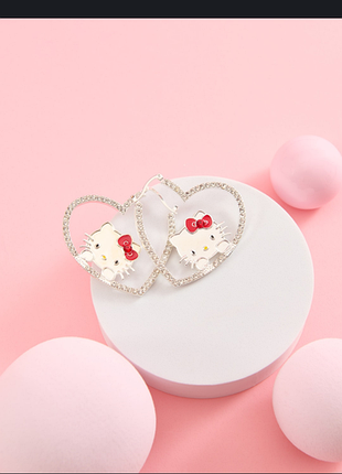 Сережки зі стразами hello kitty нові 2