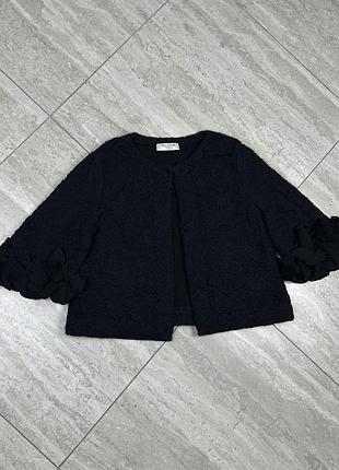 Valentino hiver 2008 cardigan knit long sleeve jacket short black wool/mohair світер кофта кардиган