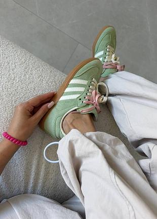 Adidas samba | green matcha / double laces