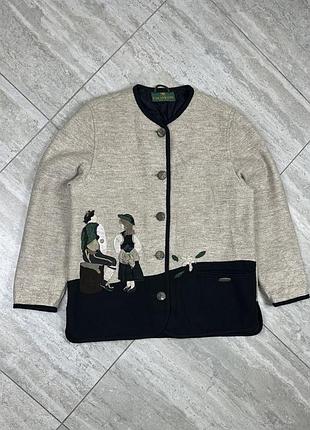 Giesswein vintage gray boiled wool jacket blazer austrian traditional піджак жакет кардиган