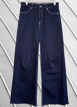 Женские темно-синие джинсы wide leg divided h&amp;m m 38 чудийд хм широкие джинсы с высокой посадкой и необработанным краем h&amp;m m