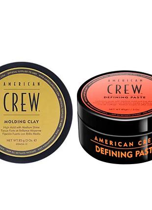 Набор для профессиональной укладки волос american crew: паста defining paste 85 г, глина molding clay 85 г