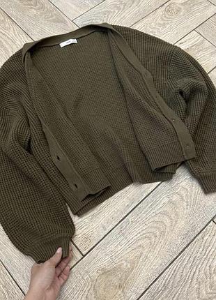 Кардиган крупна вʼязка хакі mango 4