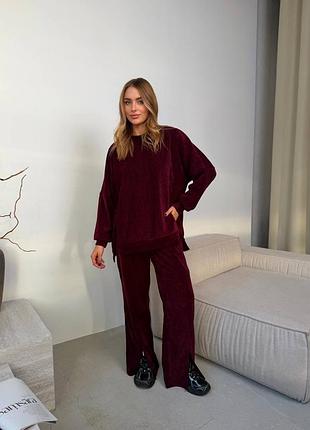 Костюм жіночий світшот і штани оксамит вельвет