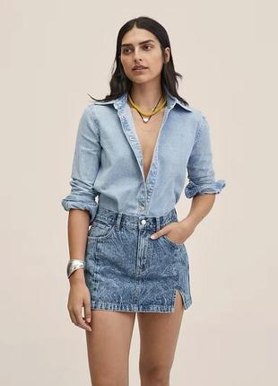 Джинсова міні спідниця mango з принтом 2