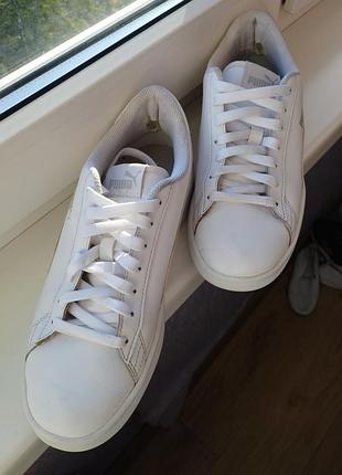 Женские белые кеды puma smash v2 l,.