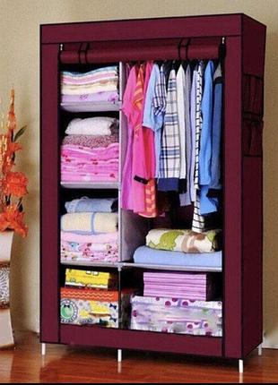 Тканинна шафа складана storage wardrobe km-105 на 2 секції (106х45х170 см), органайзер для одягу