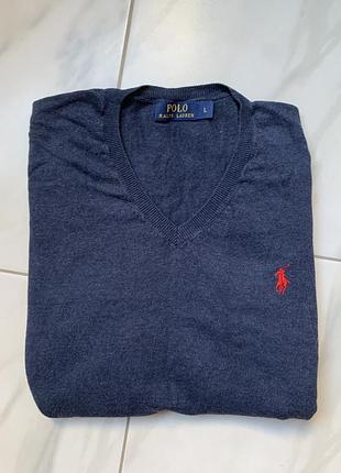 Оригінальний светр polo ralph lauren із v-подібним вирізом — розмір l