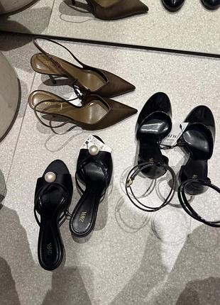 Жіночі босоніжки zara чорні, коричневі, розмір 38