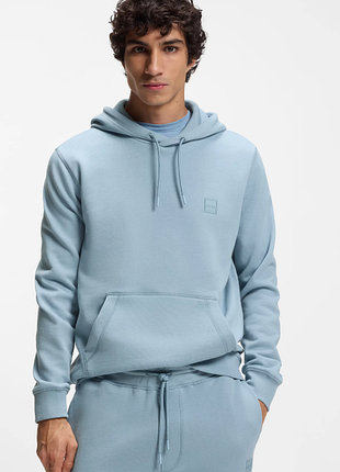 Худи, толстовка boss cotton-terry hoodie with logo patch