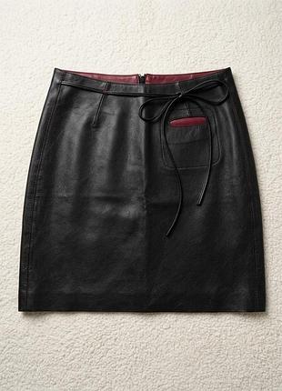 Ted baker кожаная юбка натуральная кожа брендовая люкс премиум кожаная юбка оригинал англия с акцентным карманом и поясом