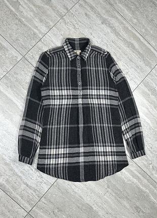 Womens burberry brit gray check long sleeve shirt blouse top pockets size s рубашка сорочка блузка