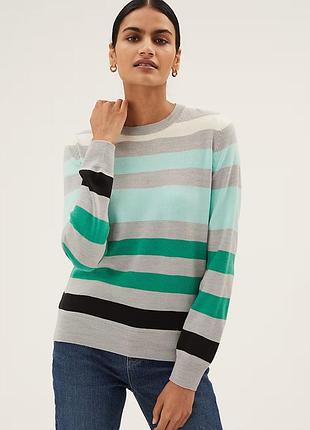 Женский джемпер в полоску с круглым вырезом marks &amp; spencer