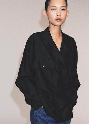 Рубашка на запах с карманами zw collection