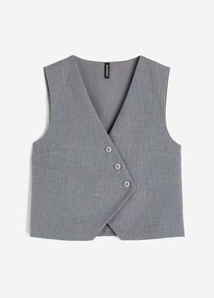 Сірий асиметричний жилет h&m 10