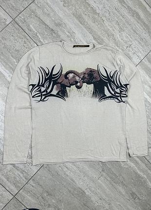 Roberto cavalli class elephant logo sweater long sleeve кофта лонслів світер