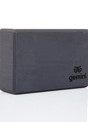 Блок для йоги gemini pro, eva пена, 23×15×7,5 см, 180 г. 1 шт. чорний (gbk-1016)