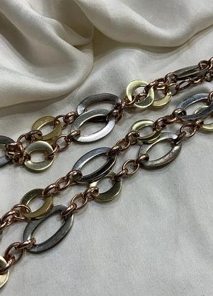 🔗✨ вінтажне довге кольє-сотуар із плоскими ланками tri-tone modernist style 💫⛓