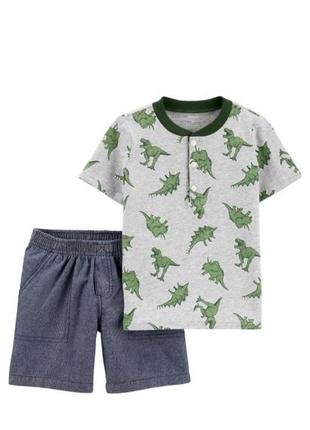 Комплект шорти і футболка carter’s з динозаврами