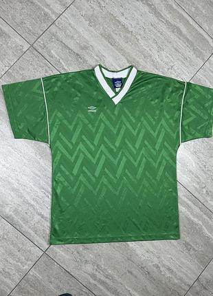 Vtg 80's umbro green white soccer jersey men's l usa made number 6 футболка футбольна форма